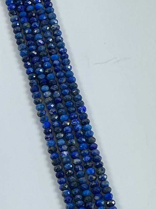 Lapis Faceted Rondelles, 3x4mm, 16" Strand