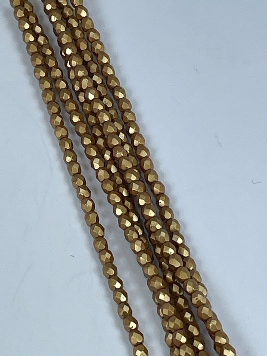 Czech FP Pastel Amber 4mm, 6" Strand