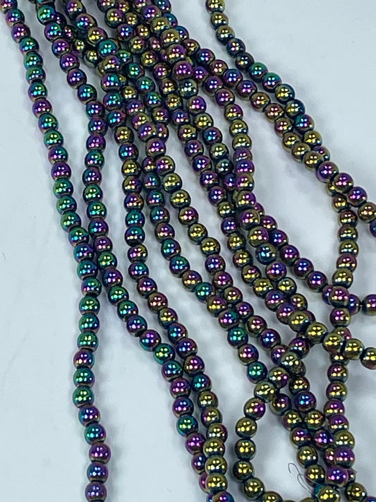 Rainbow Hematite 4mm, 16" Strand