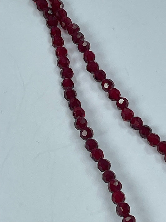 Red Quartz Faceted Round*, 6mm, 16" Strand