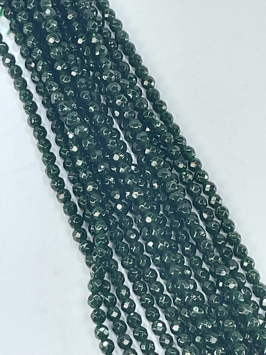 Green Goldstone Fac 4mm, 16" Strand