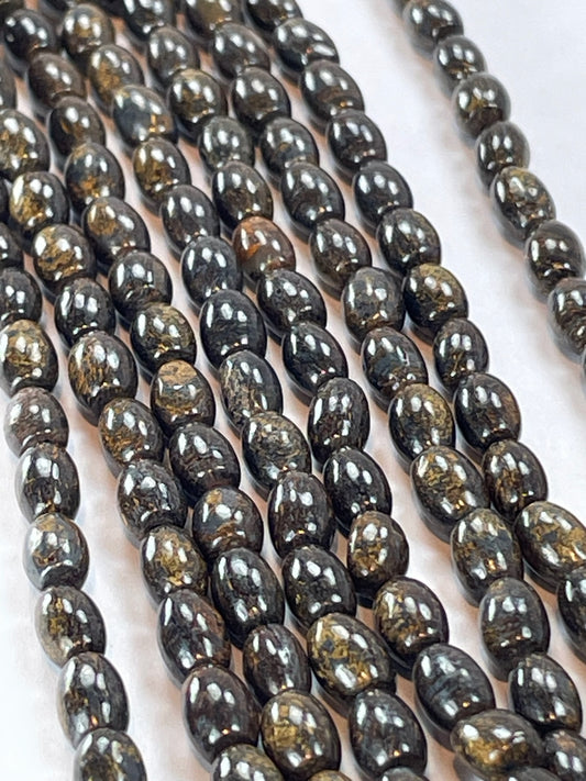 Bronzite Rice, 4x6mm, 16" Strand