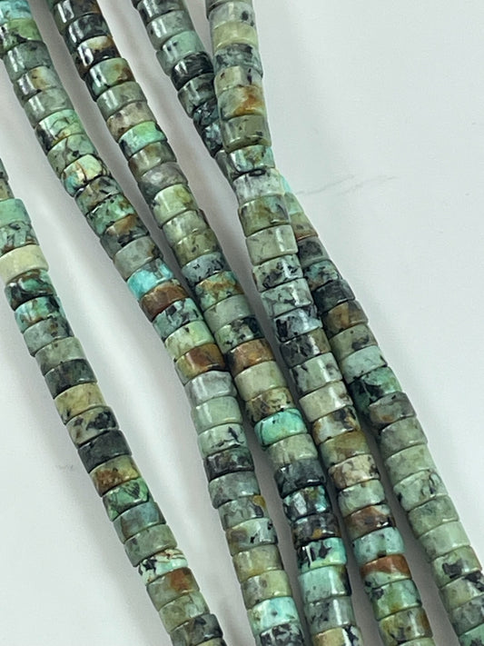 African Turquoise Heishi, 3x6mm, 16" Strand