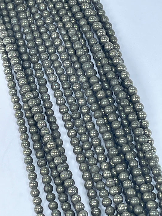 Pyrite Round, 4mm, 16" Strand