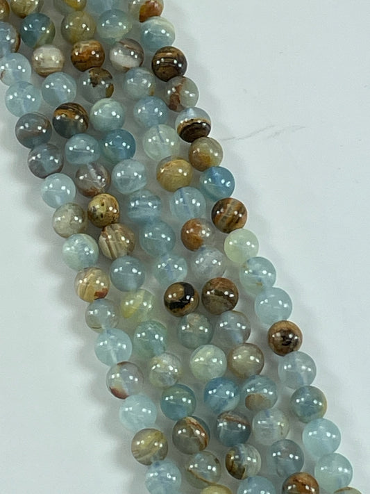 Natural Blue Calcite 6mm, 16" Strand