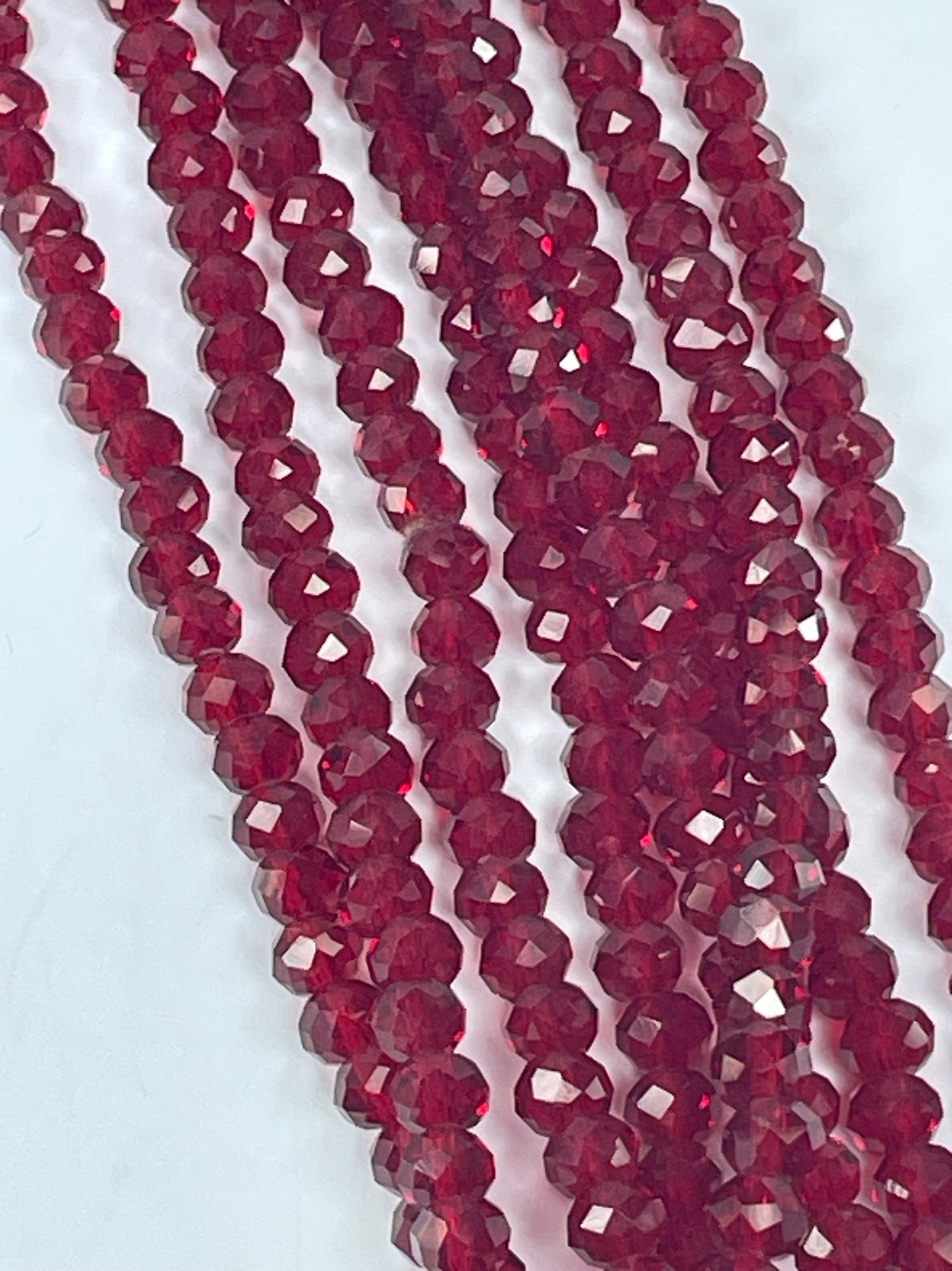 Red Quartz Faceted Rondelles*, 5x8mm, 16" Strand