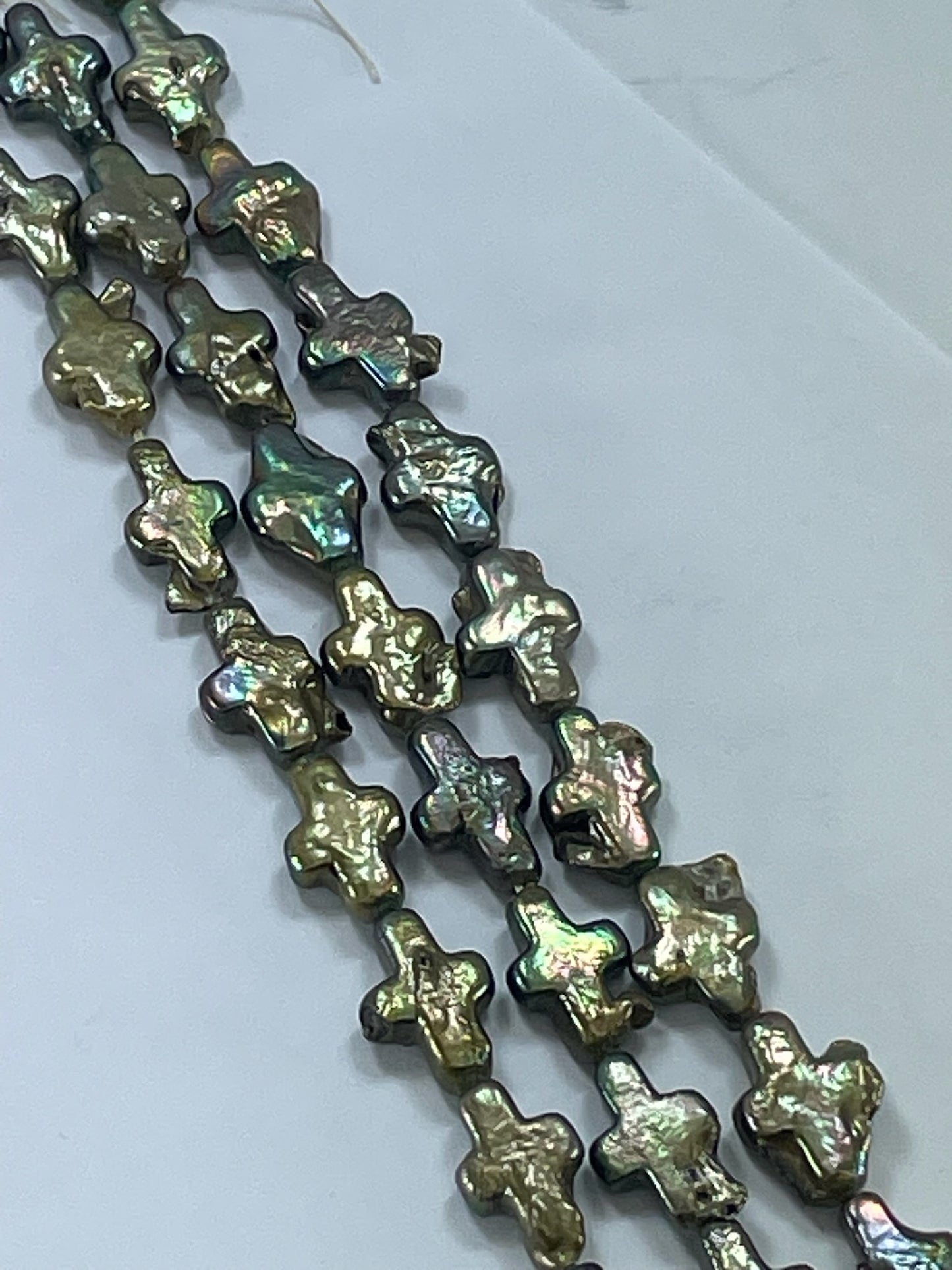 Coated Cross, 10x15mm, 16" Strand