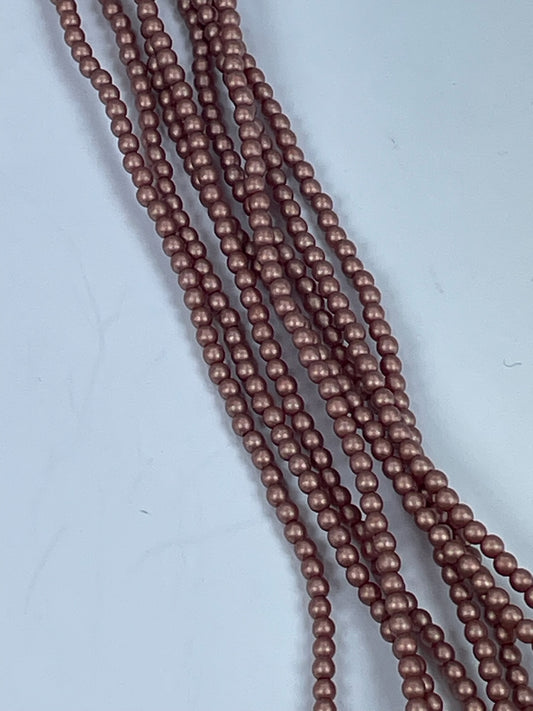 Czech Round - Metallic Plum, 3mm, 6" Strand