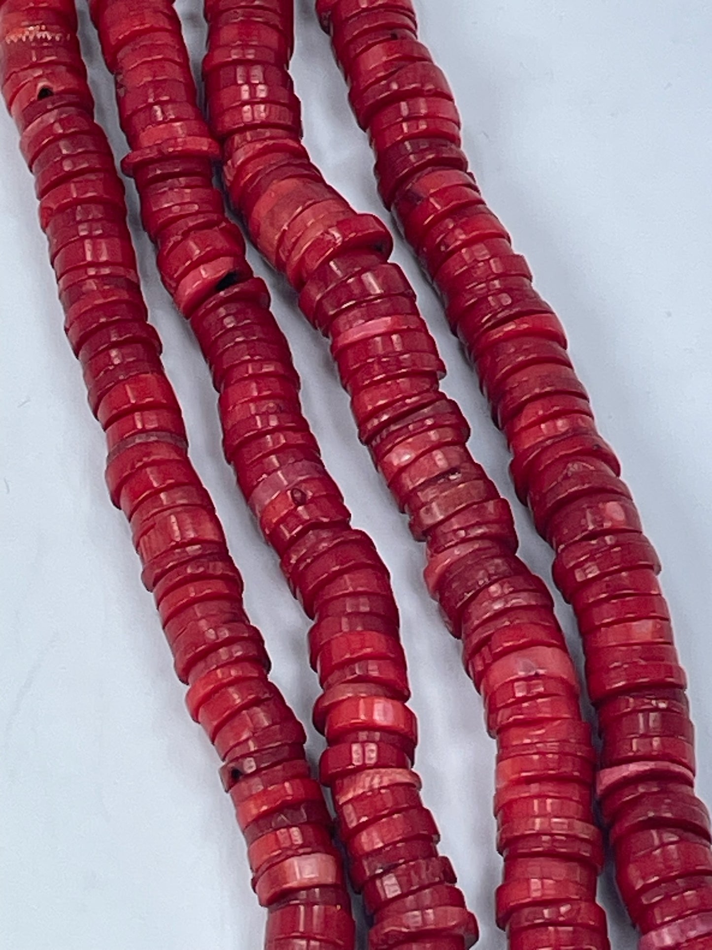 Red Coral Heishi *, 9mm, 16" Strand