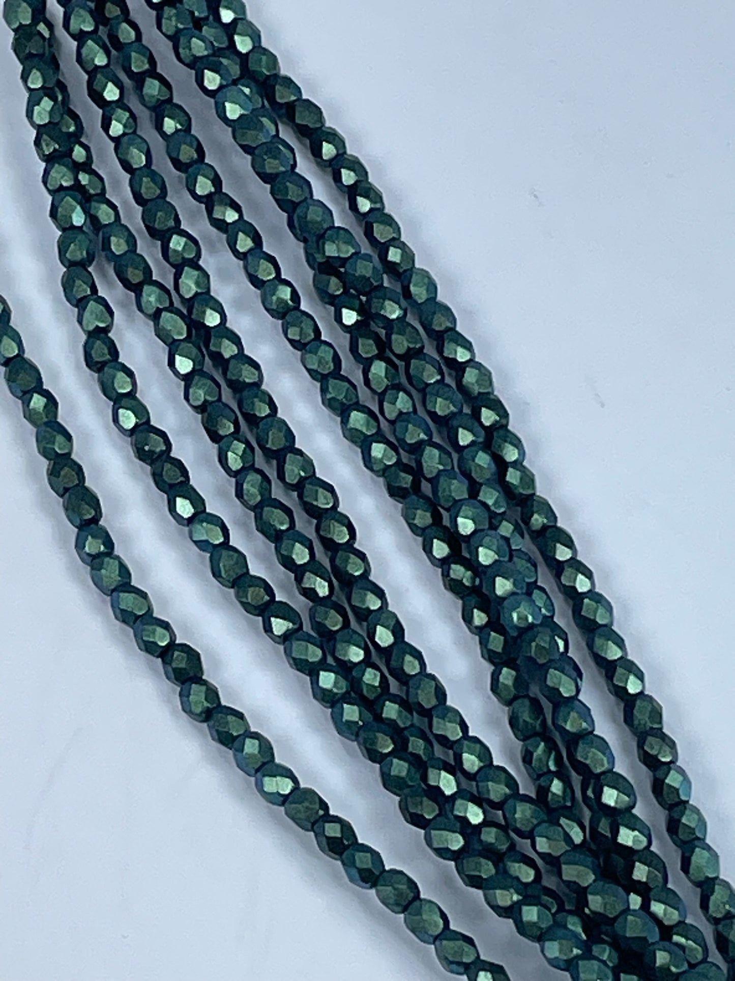 Czech FP Polychrome Viridian, 4mm 6" Strand