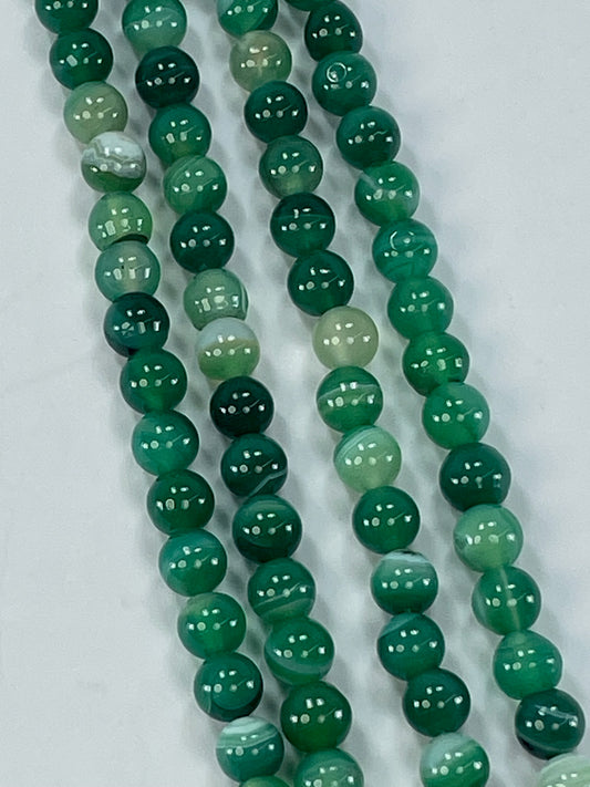 Green Banded Agate 8mm, 16" Strand