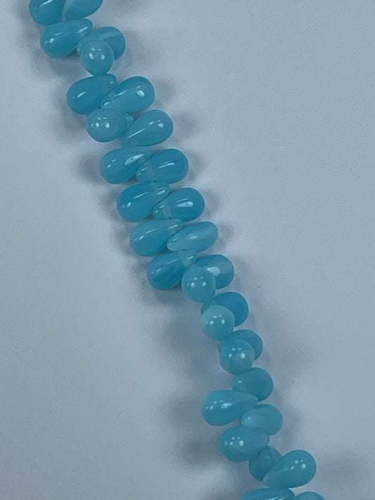 Czech Tear Drops Turquoise Blue 6x10mm