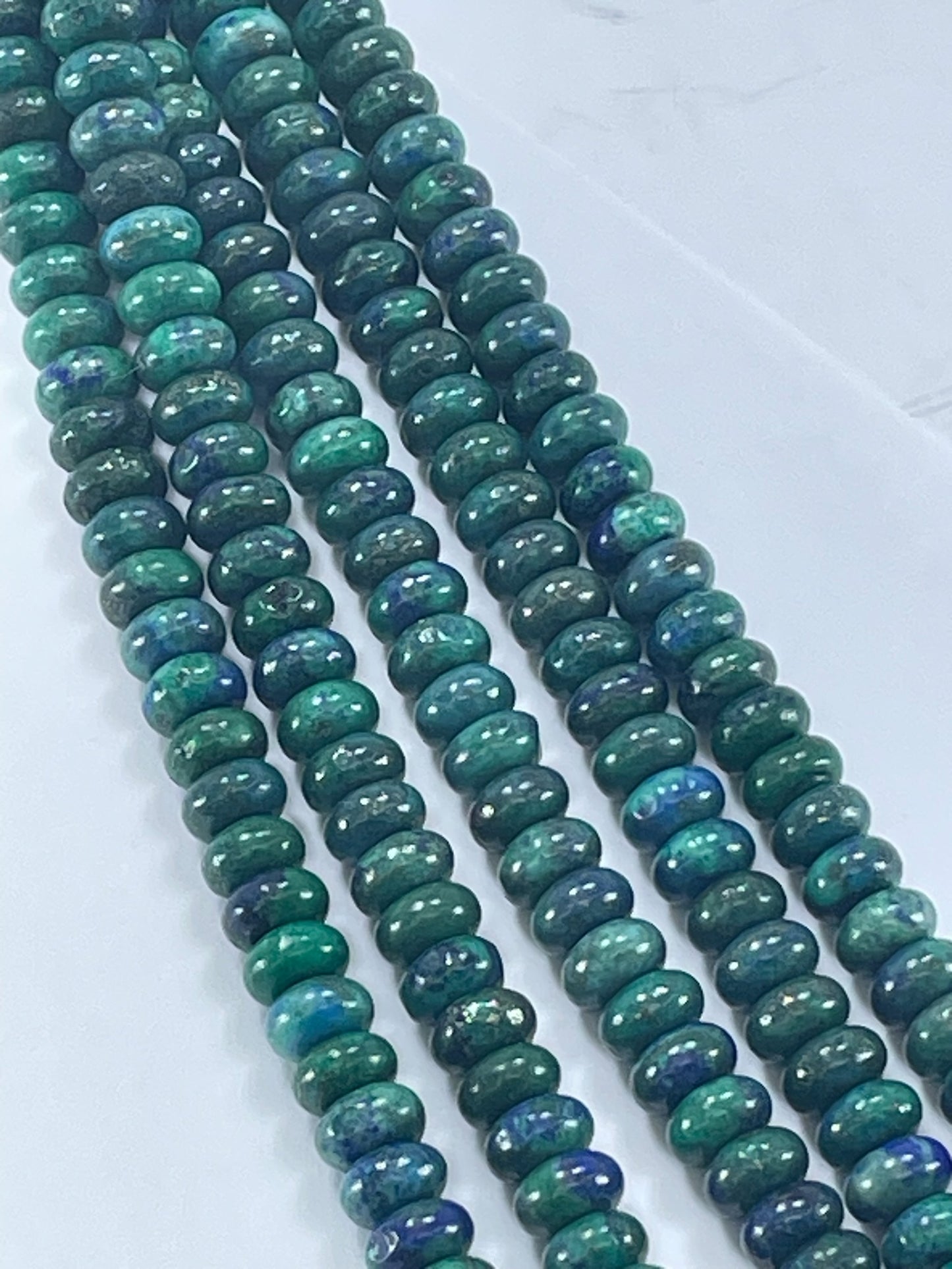 Chrysocolla Rondelle, 5x8mm, 16" Strand