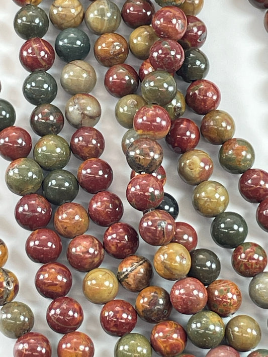 Red Picasso Jasper 8mm, 16" Strand