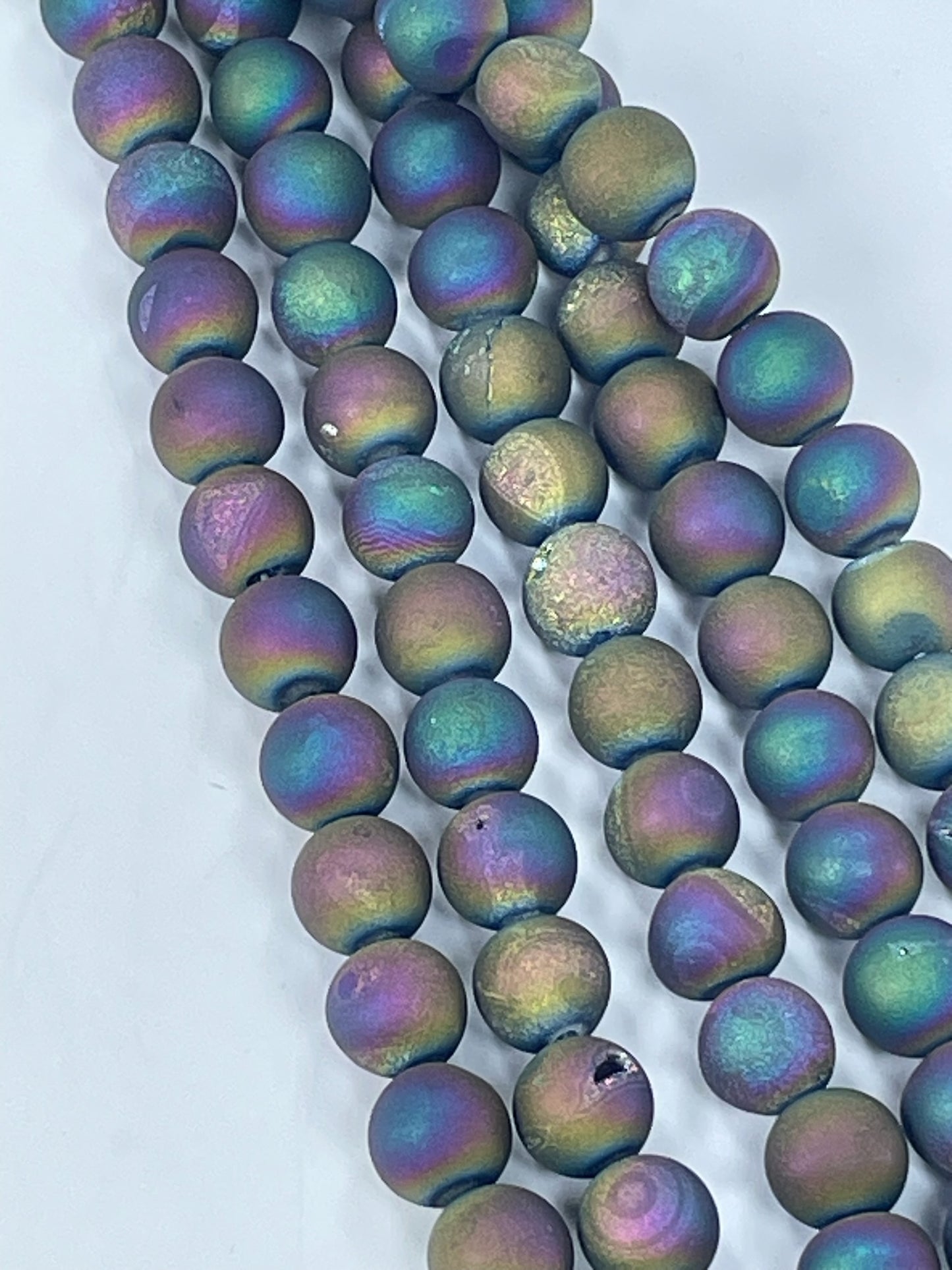 Plated Druzy Agate (Purple Iris), 10mm, 16" Strand