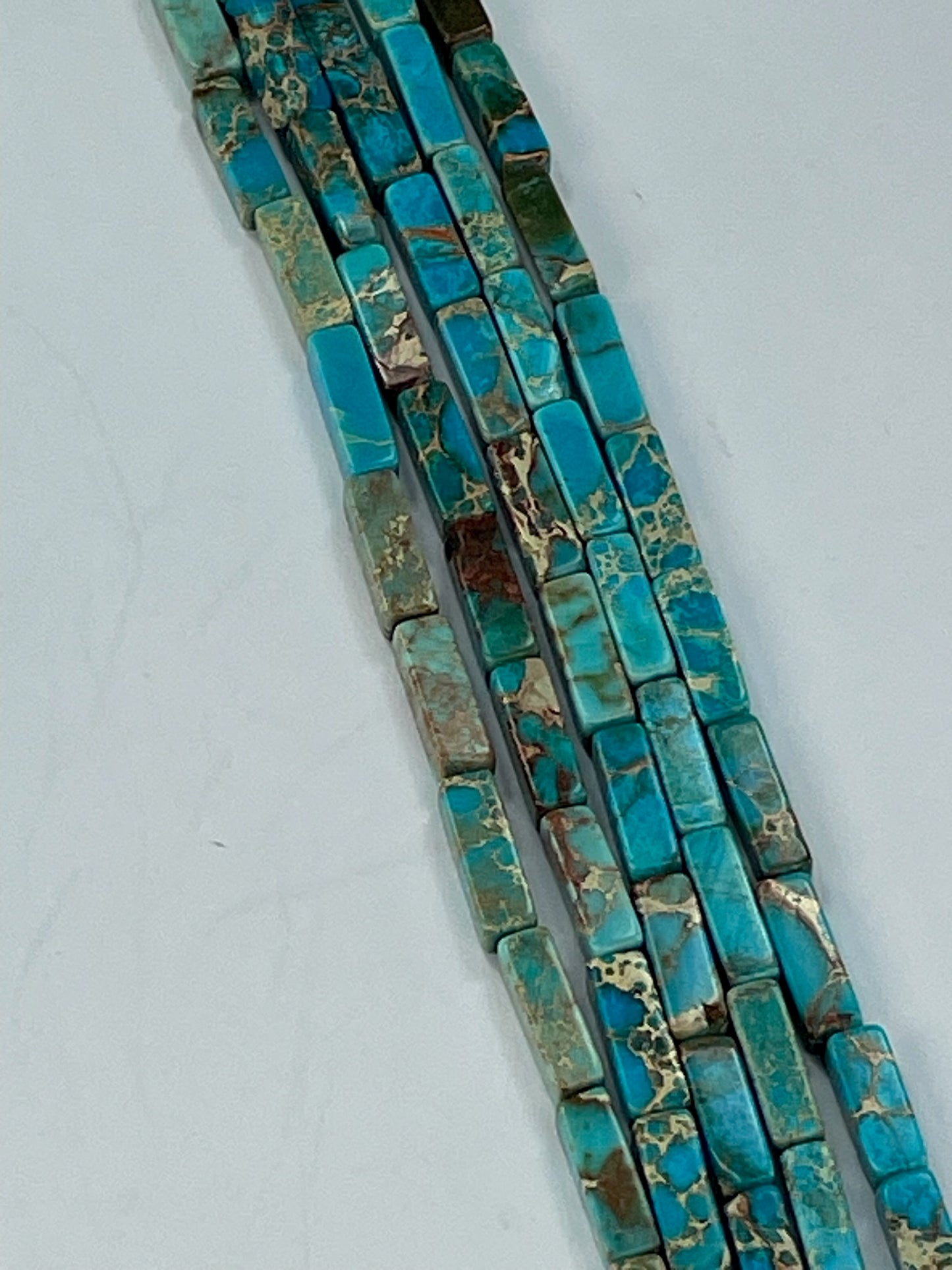 Lt Blue Impr Jasper Square Tube, 4x13mm, 16" Strand