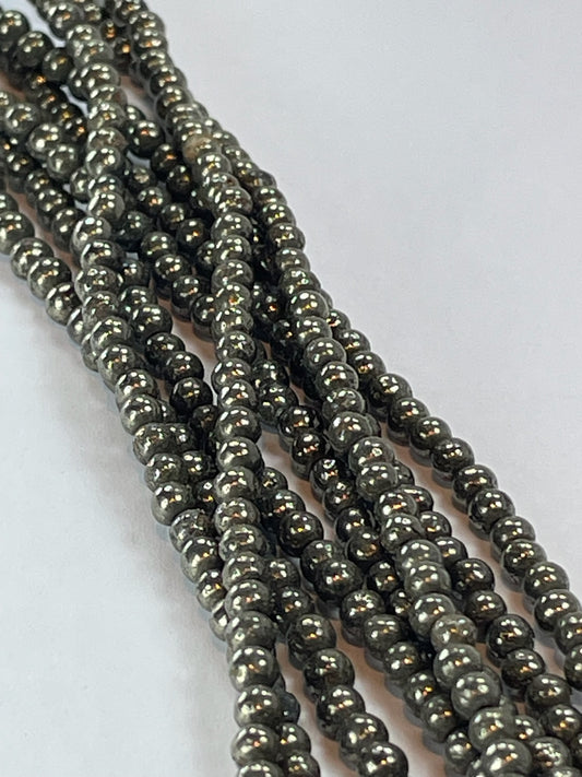 Bright Pyrite, 3mm, 16" Strand