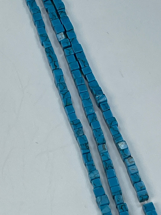 Mag 'Turq' 4mm Cubes, 16" Strand