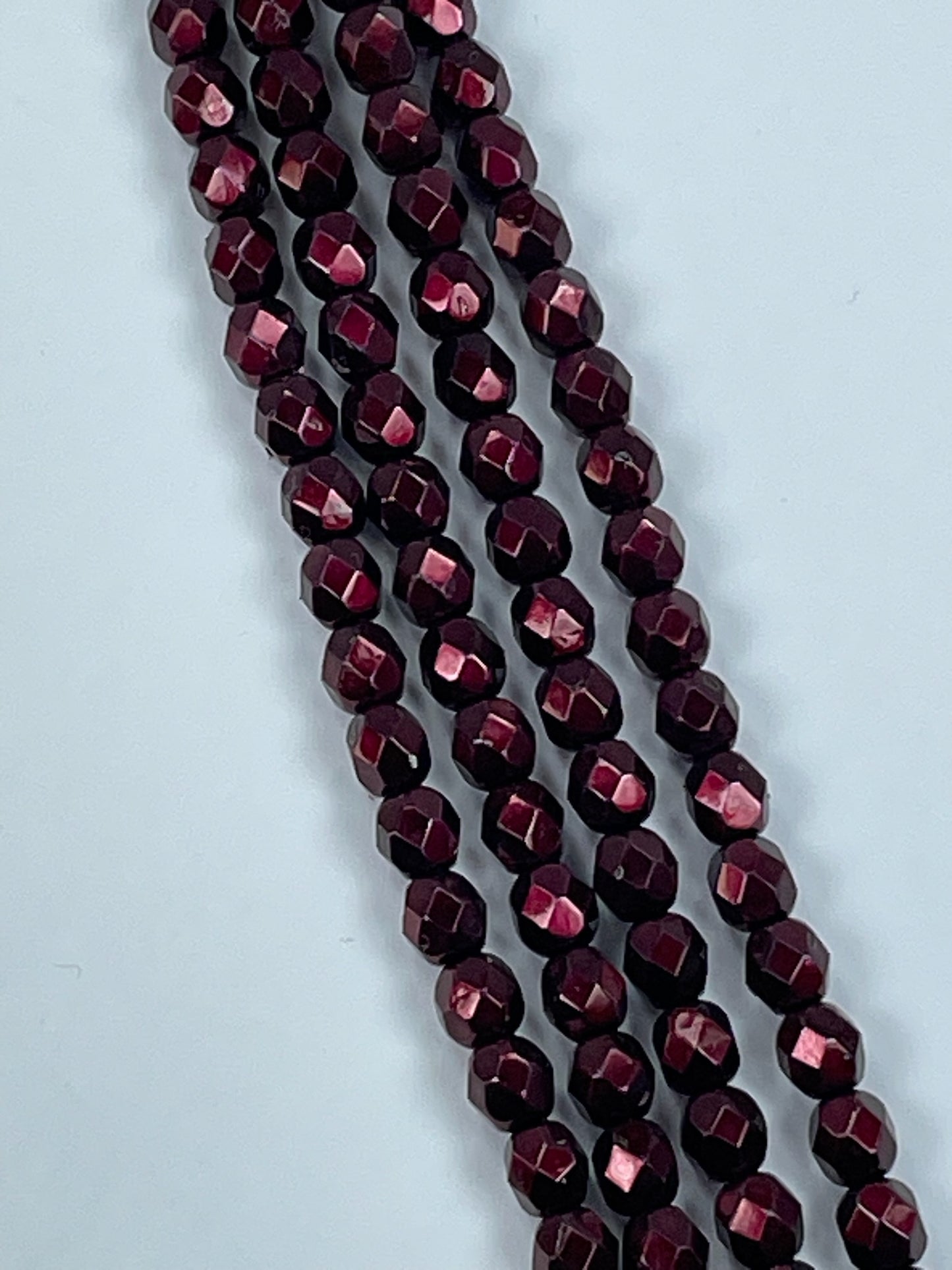 Czech FP Metal Burgundy, 6mm, 6" strand