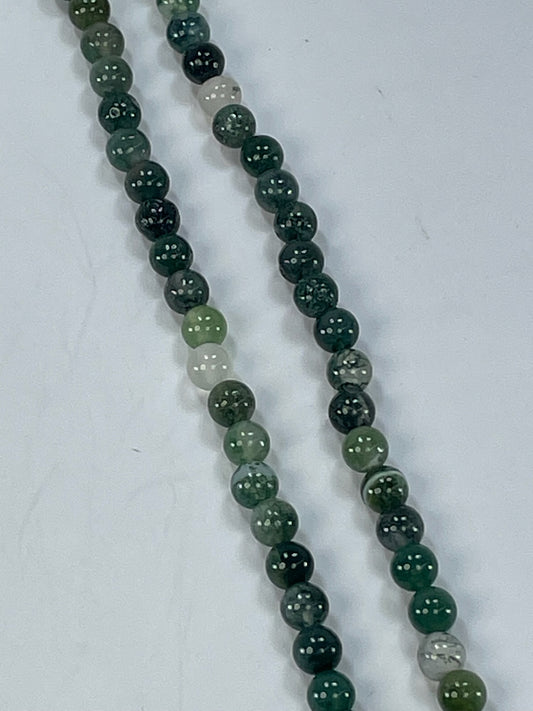 Moss Agate 6mm,  16" Strand