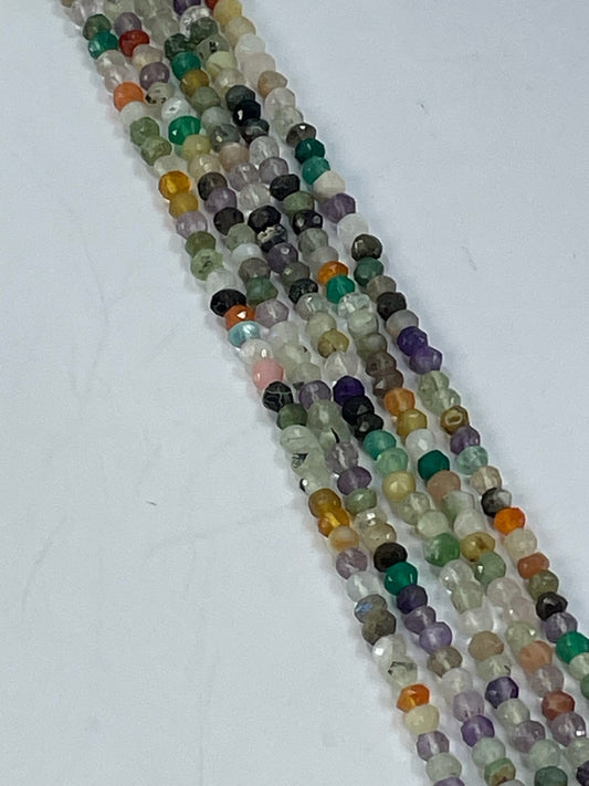 Multi Gemstone Fac Rondelle, 16" Strand