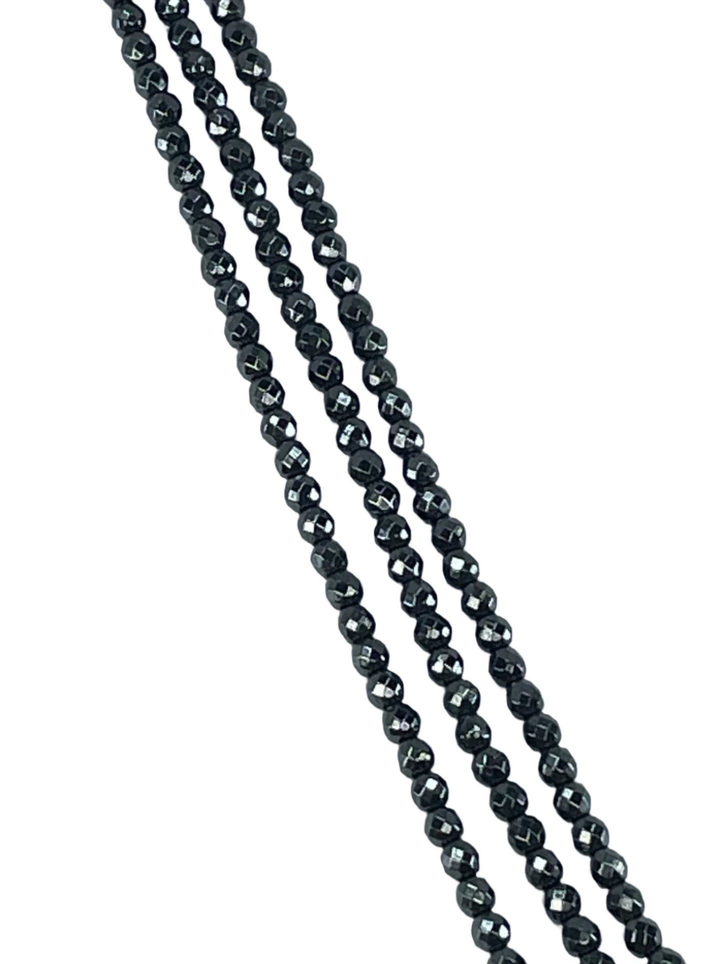 Hematite Faceted Round 4mm, 16" Strand