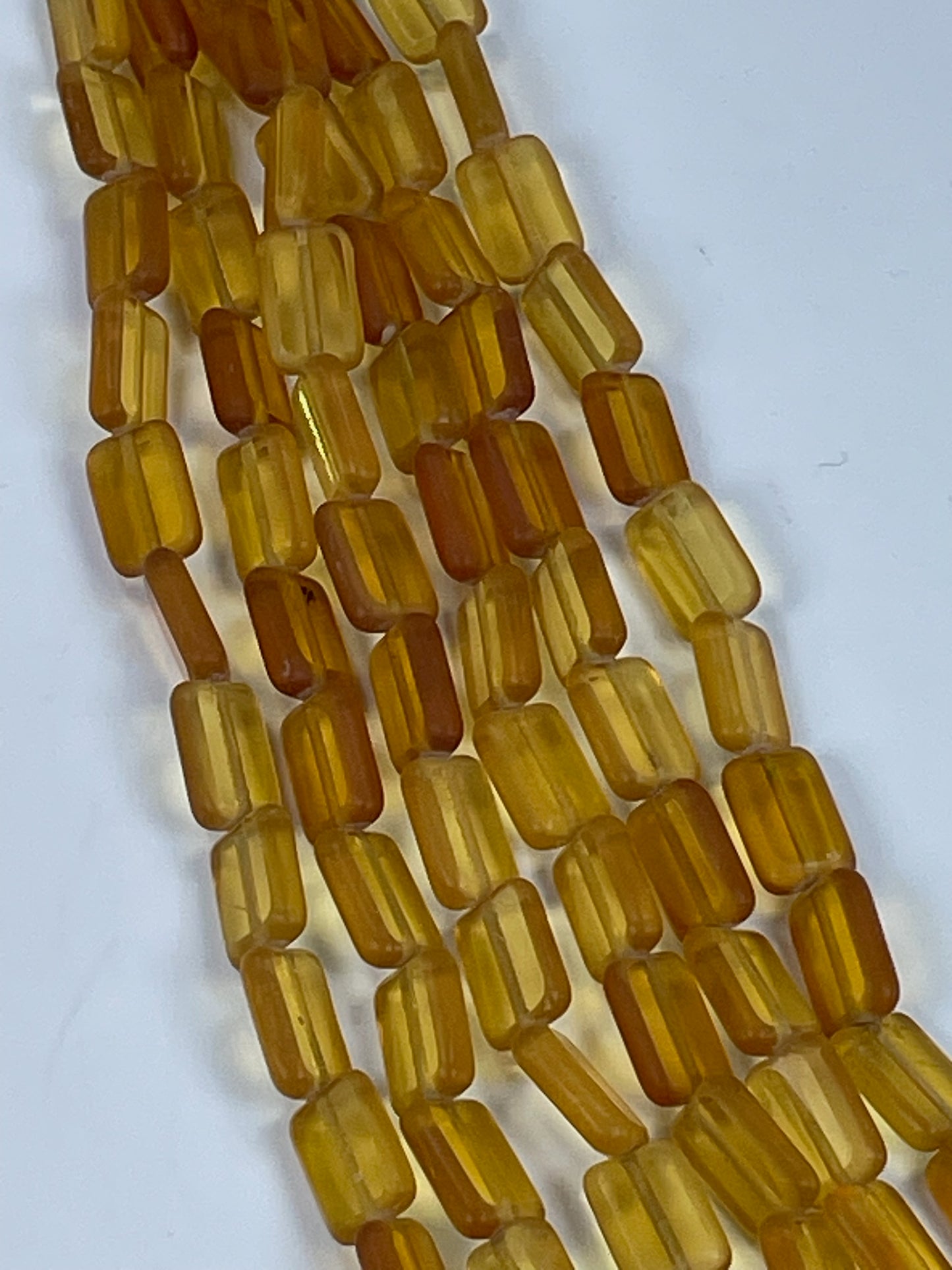 Czech Table Cut Chicklets - Amber, 8x12mm 6" Strand