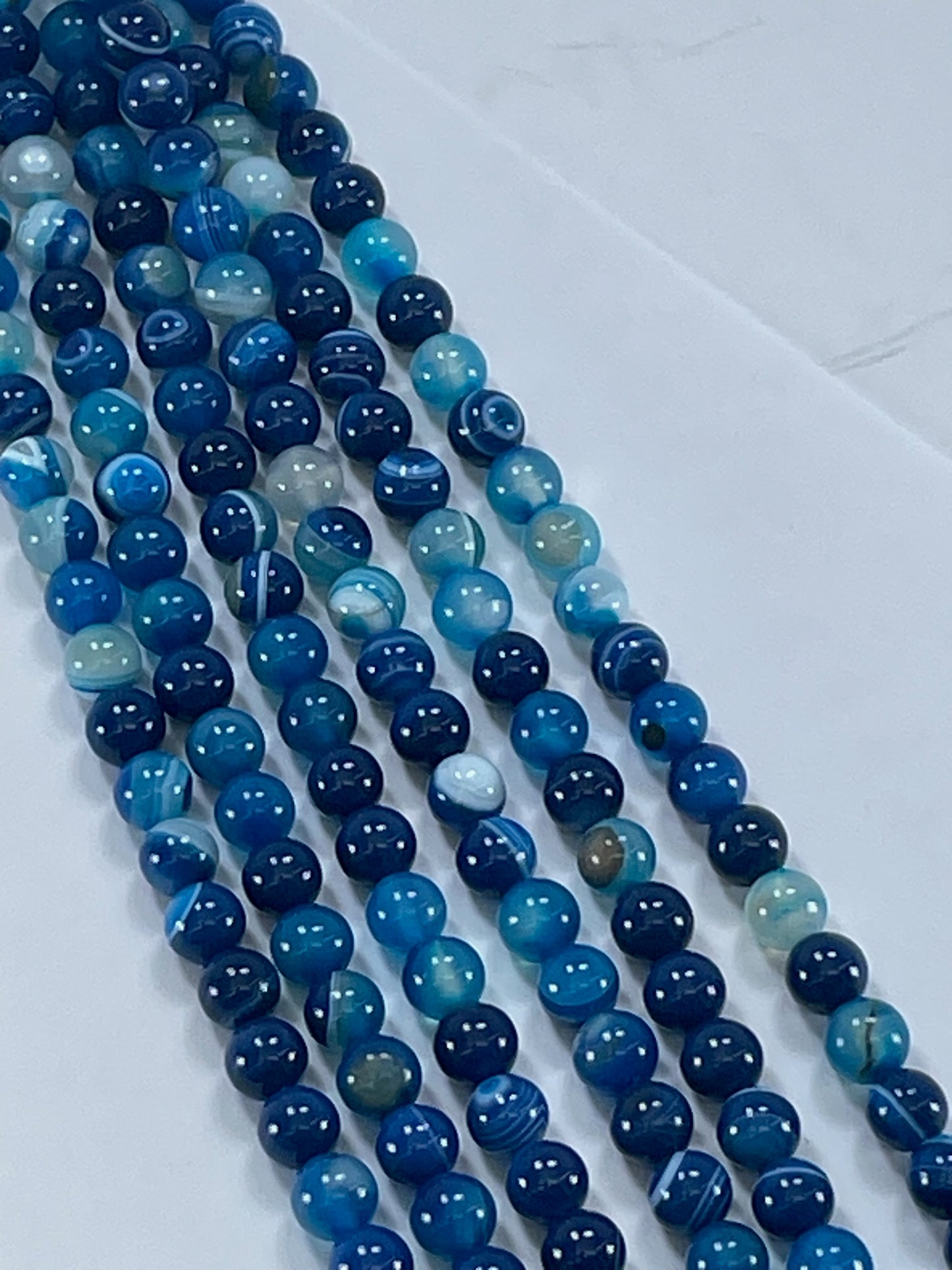 Blue Banded Agate 6mm, 16" Strand