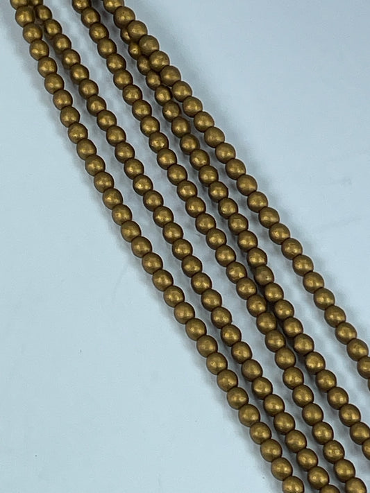 Czech Round - Crystal Brass Gold, 4mm 6" Strand