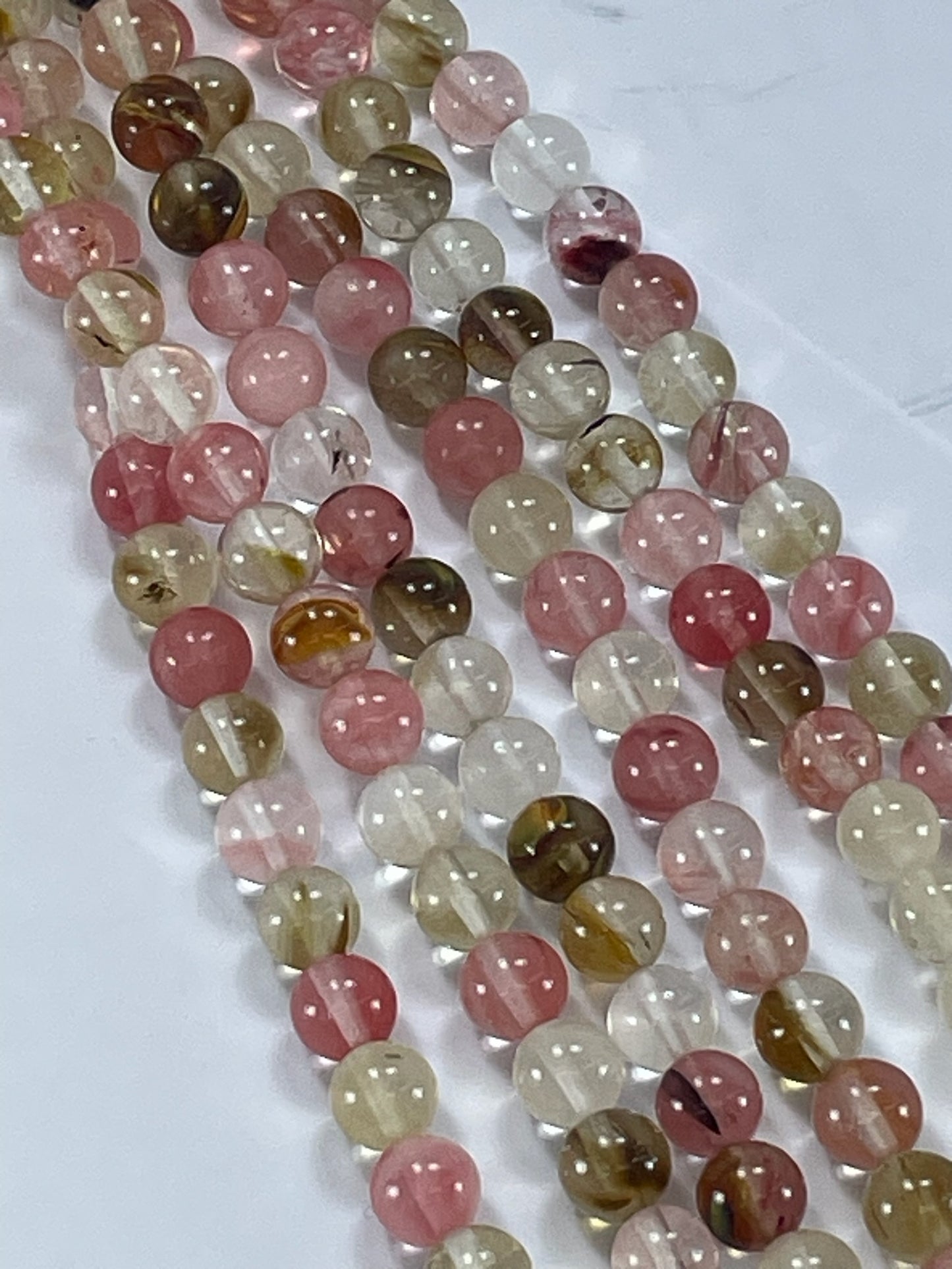 Cherry ' Quartz ' Round 8mm, 16" Strand