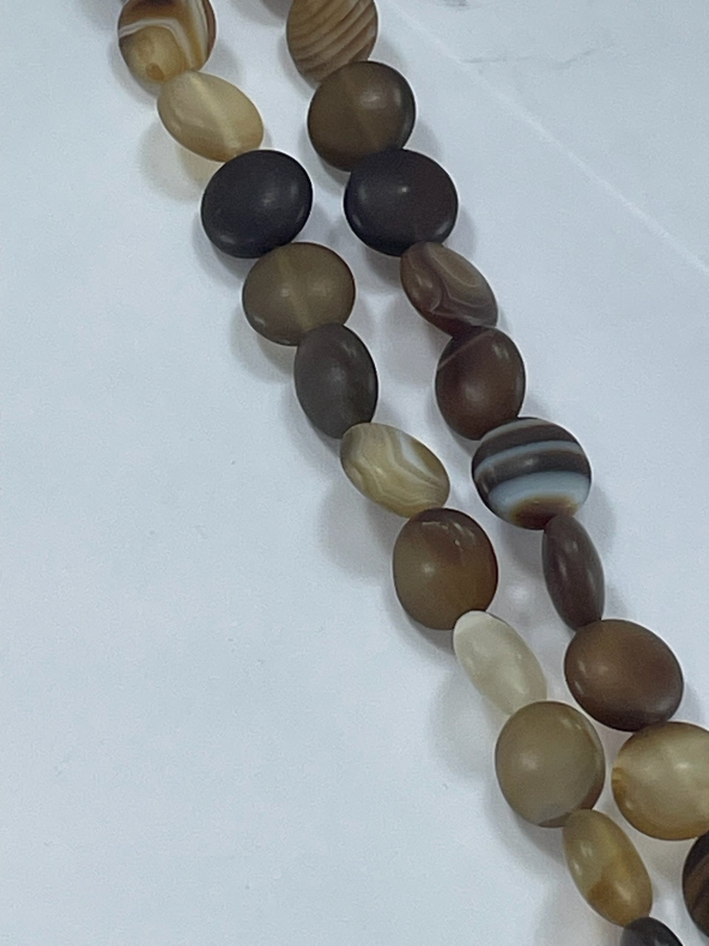 Coffee Banded Agate Mat, 12mm, 16" Strand