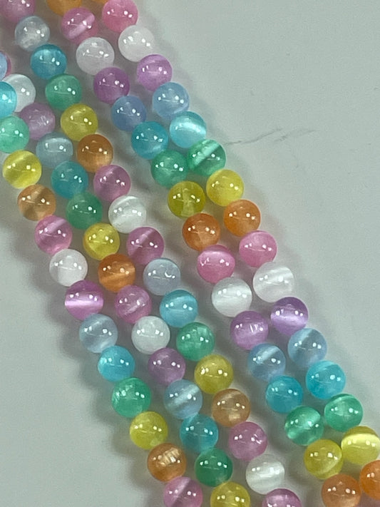 Rainbow Selenite 6mm, 16" Strand