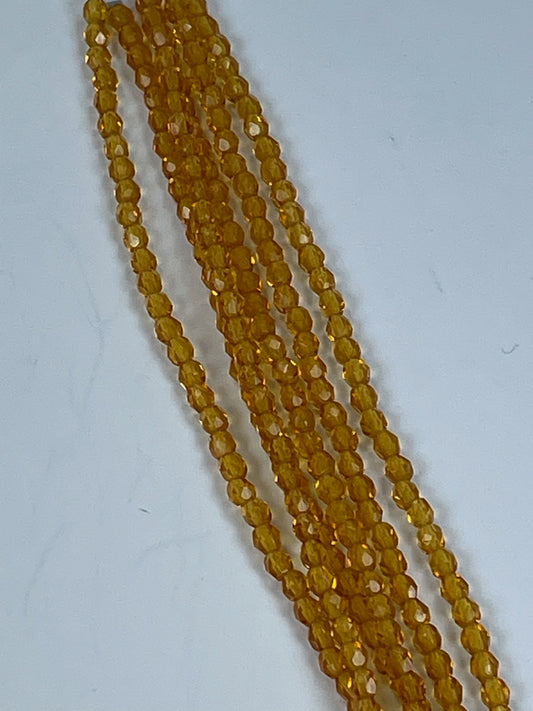 Czech FP Dk Amber 4mm 6" Strand