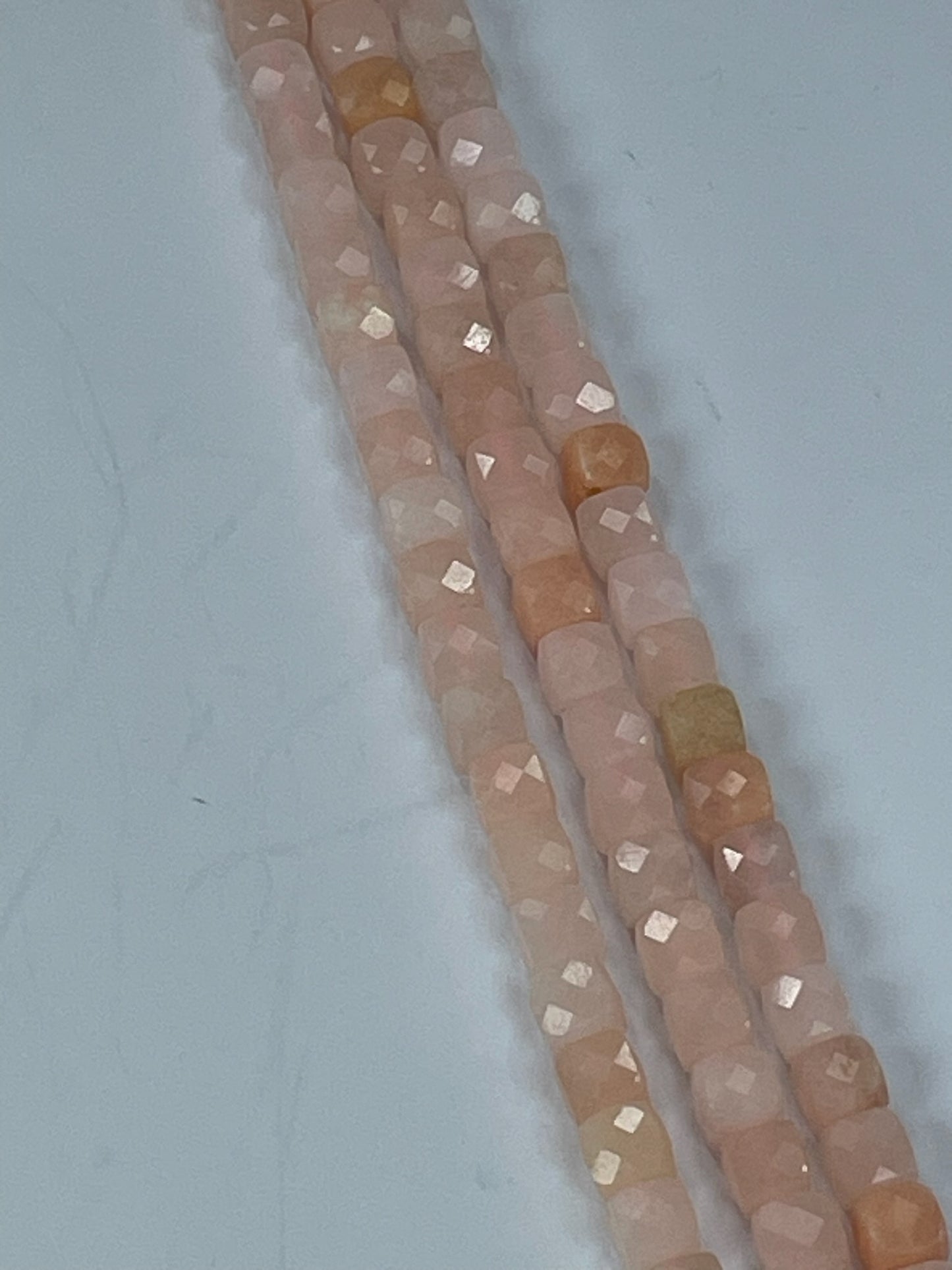 Peach Aventurine Faceted Cube, 6mm, 16" Strand