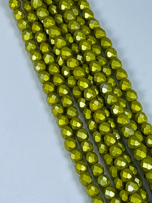 Czech FP Metallic Yellow, 6mm 6" Strand