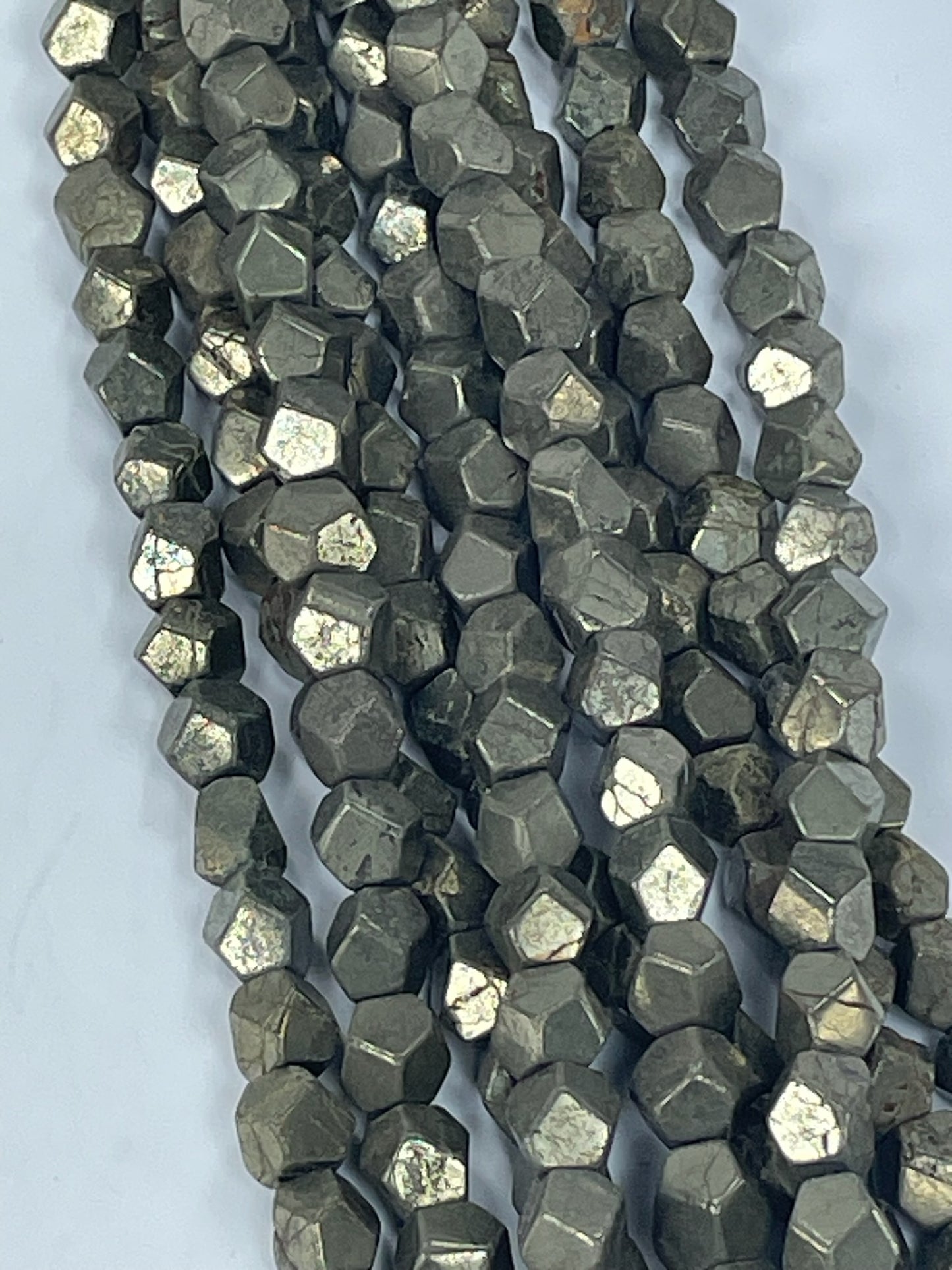 Pyrite Cut Nuggets, 7-8mm, 16" Strand