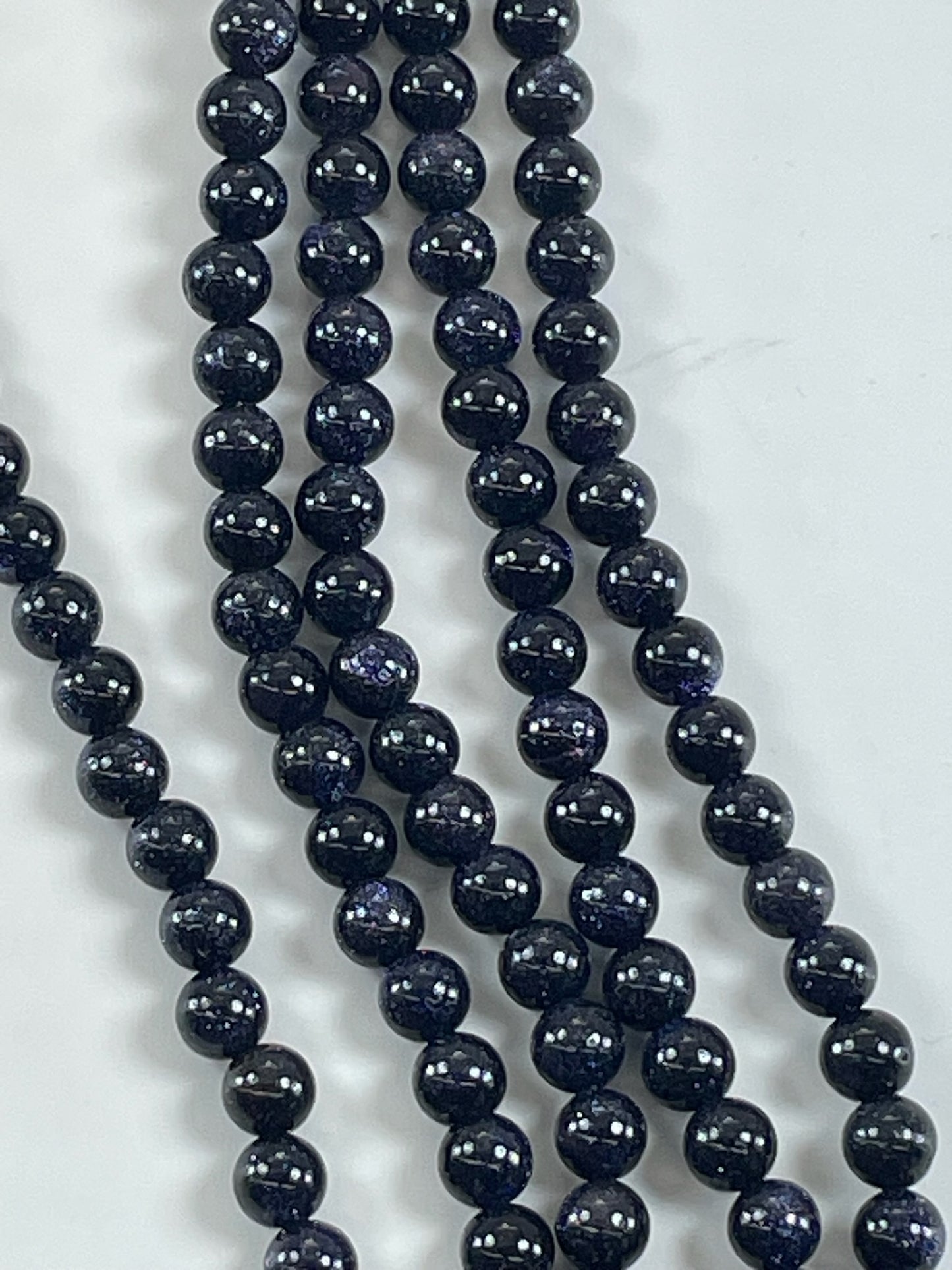 Blue Goldstone 6mm, 16" Strand