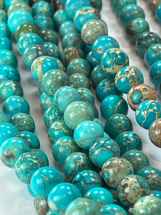 Turquoise Impression Jasper, 6mm, 16" Strand