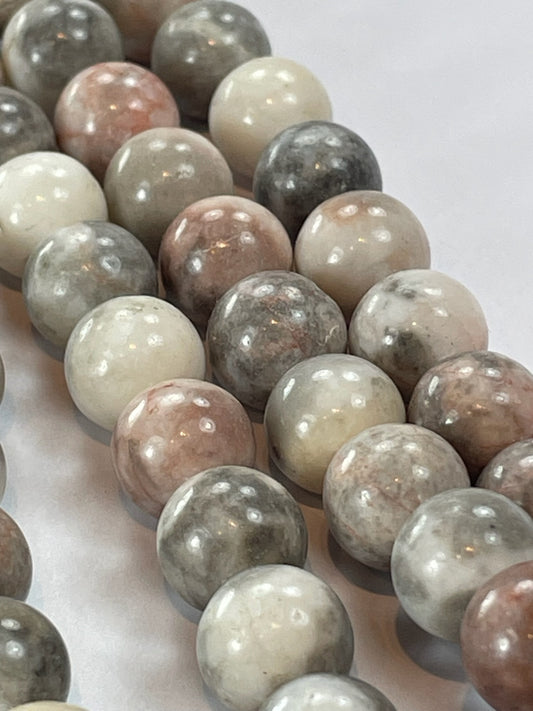 Pink Zebra Jasper, 10mm, 16" Strand