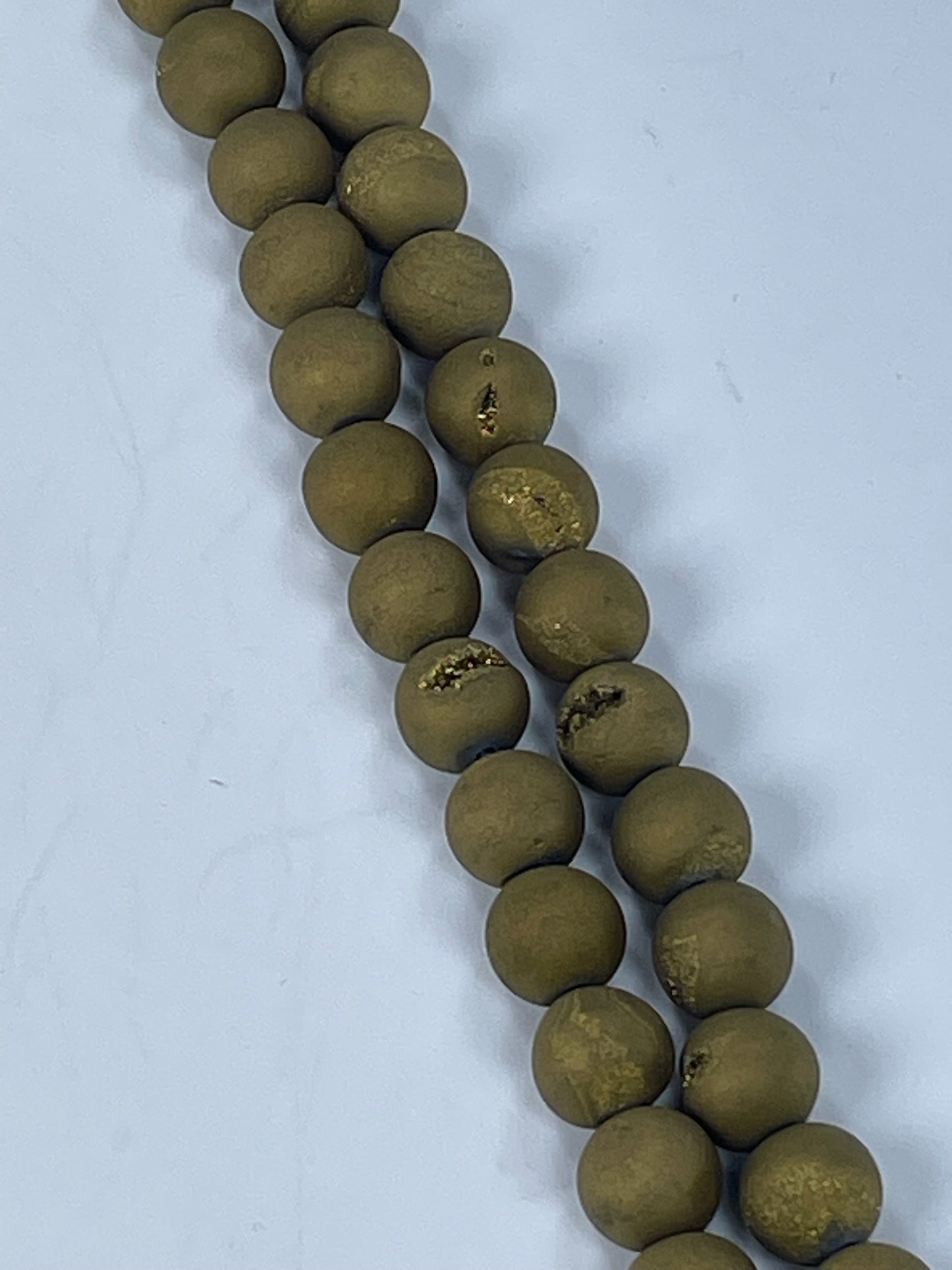 Plated Druzy Agate (Gold) 10mm, 16" Strand