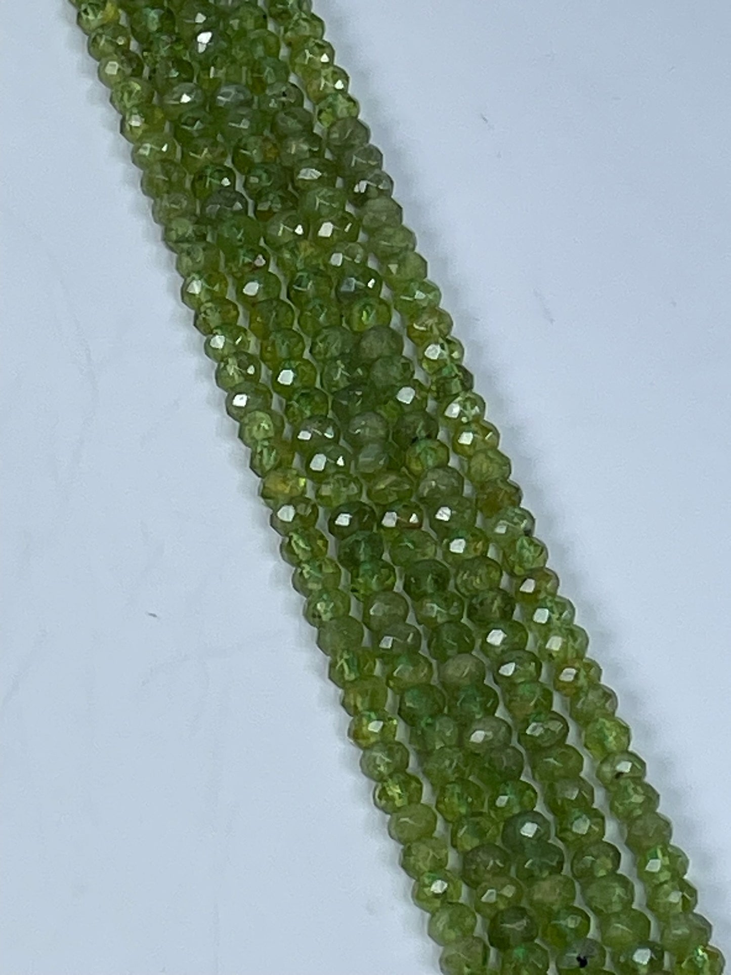 Peridot Faceted Rondelles, 4x2mm, 16" Strand