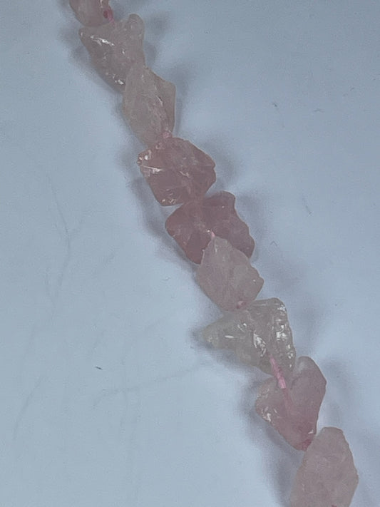 Rose Quartz Rough Nugget, 16" Strand