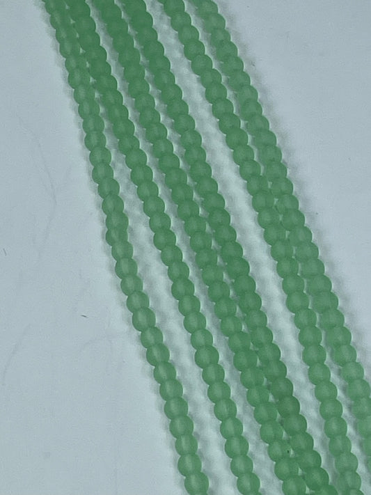 Rec Green Quartz Matte 4mm, 16" Strand