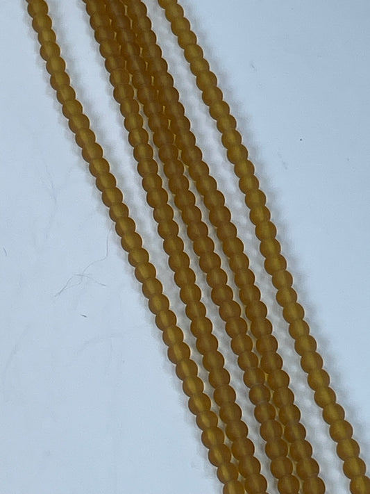 Rec Citrine Matte Round, 4mm, 16" Strand