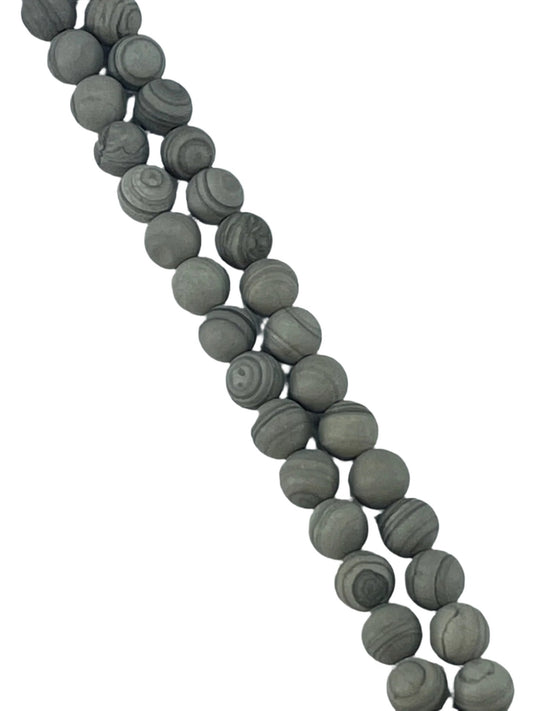 Grey Wood Jasper Matte 8mm, 16" Strand