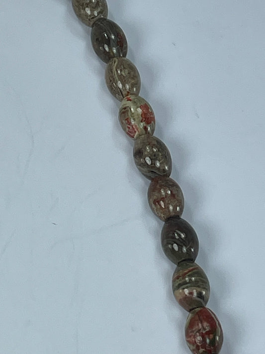 Ocean Jasper Barrels, 10x14mm, 16" Strand