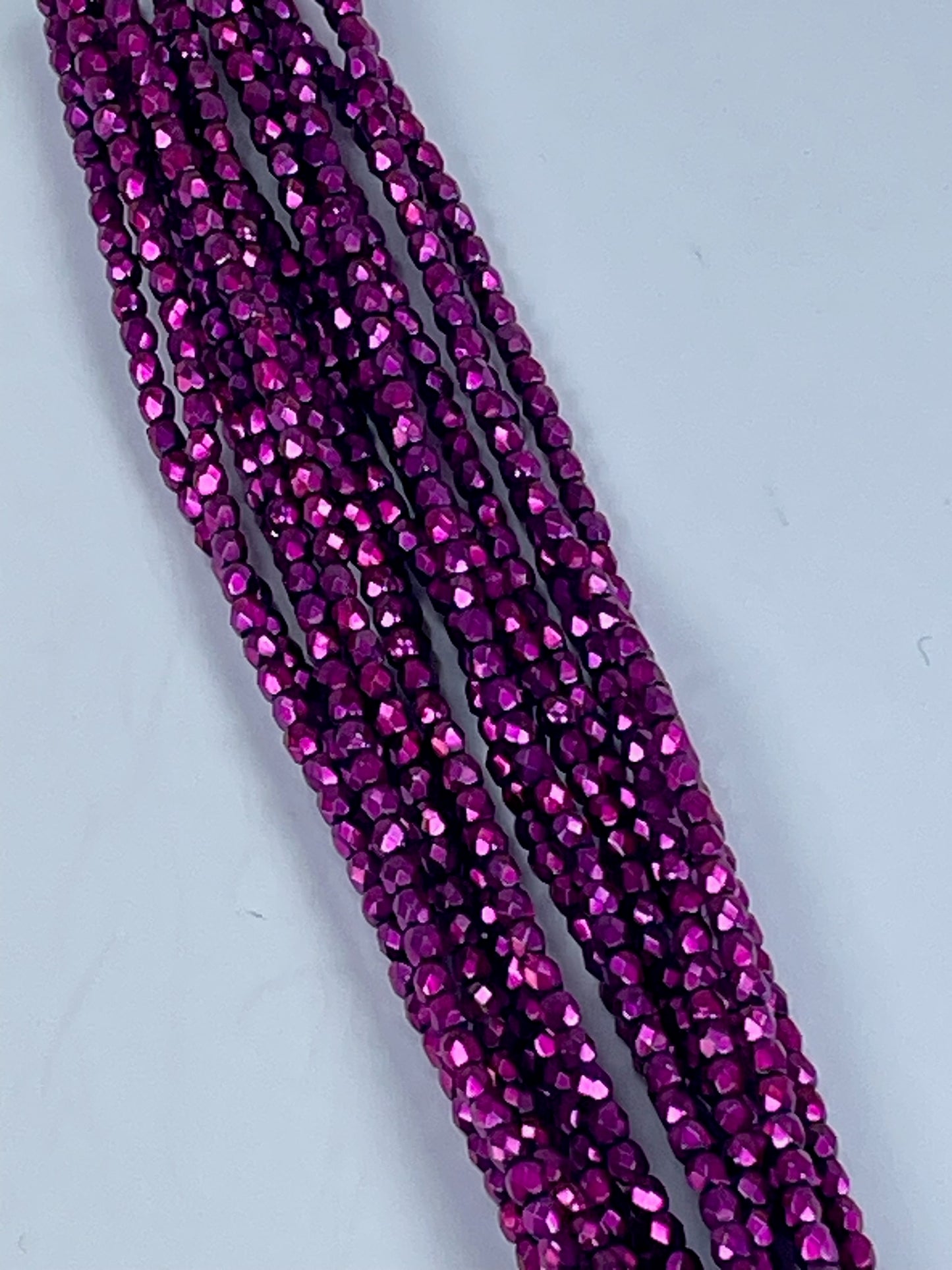 Czech FP Metal Fuchsia, 3mm, 6" Strand