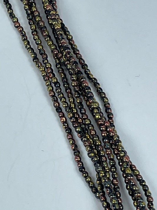 Czech Rnd - Jet California Gold, 3mm 6" Strand