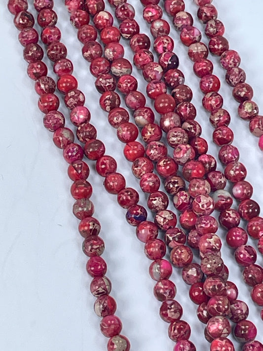 Red Impression Jasper 6mm, 16" Strand