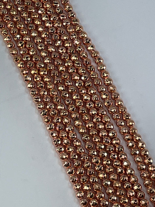 Hematite Faceted Rose GP 4mm, 16" Strand